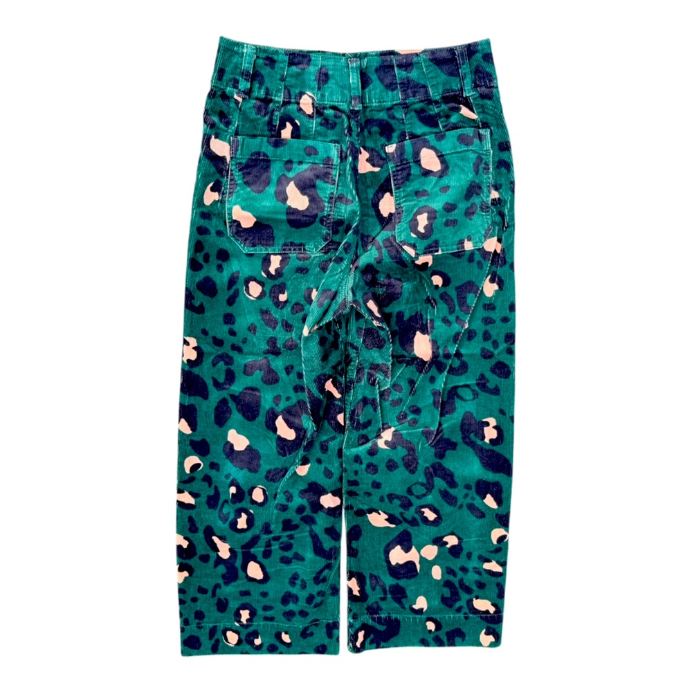 Anthropologie Maeve Colette Cropped Wide Leg Corduroy Pants Sz 25P Leopard Print - Picture 2 of 3